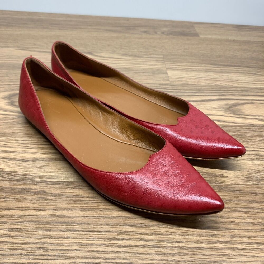 Tomas Maier Womens Palm Trees Pointed Toe Ballet Flats Red Size 9